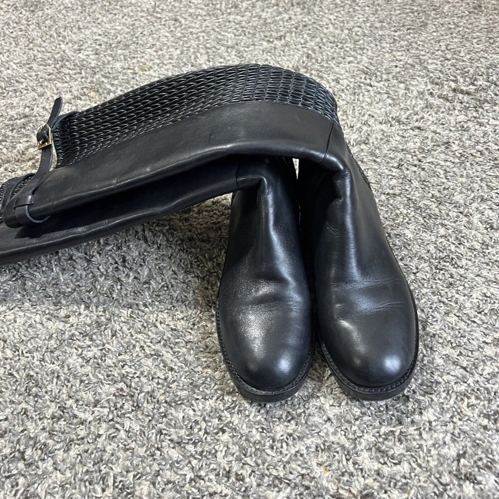 Cole Haan Grand OS Tall Riding Boots Lexi Black Leather/Stretch Woven 5 B Zip - Picture 8 of 10